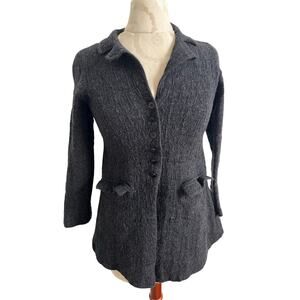 Eileen Fisher Button Up Wool Blend Charcoal Gray Jacket Small